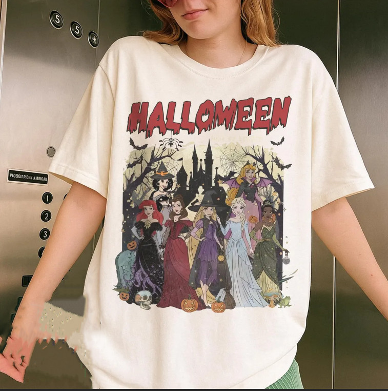 Disney Princesses Halloween T-shirt Halloween On Main Street Unisex