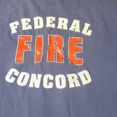 Federal Fire Concord Fire Dept Hanes Shirt Mens XXL Blue Pocket Beefy-T Tee VTG
