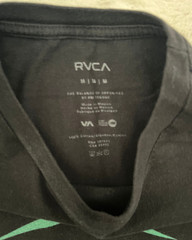 RVCA T Shirt Mens Medium Black Green Logo Graphic Tee Short Sleeve Crew Neck Top