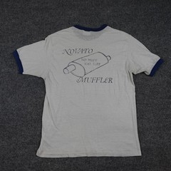Vintage Paper Thin Novato Muffler Shirt Mens Large White Ringer No Muff Too Tuff