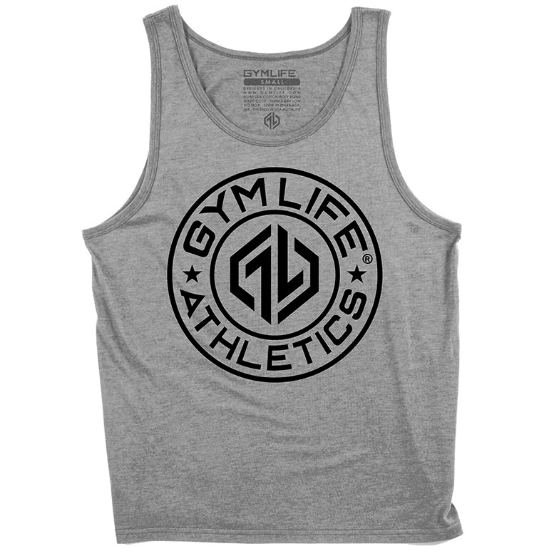 GYM LIFE® VALKRON Workout Tank Top Men Athletic Shirt Exercise Fitness, Hth Grey