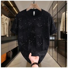 Men Luxury Fashion Trendy Star Ripped Hole Casual Summer Streetwear T-Shirt