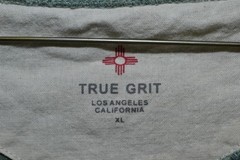 True Grit Henley Shirt Mens XL Green Long Sleeve Slub Knit Cotton Rayon Heather