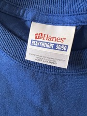 Hanes Heavyweight 50/50 Blank T-Shirt L Royal Blue Y2K Vintage Made in Honduras