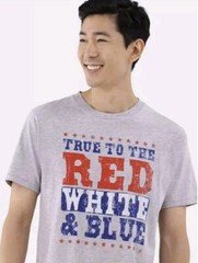 AMERICA TRUE TO THE RED WHITE & BLUE MENS GRAY T-SHIRT SIZE 2XL (50-52)