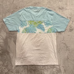 Hinano Tahiti Shirt Mens Large Blue White Tropical Leaf Pattern Pocket Hawaiian