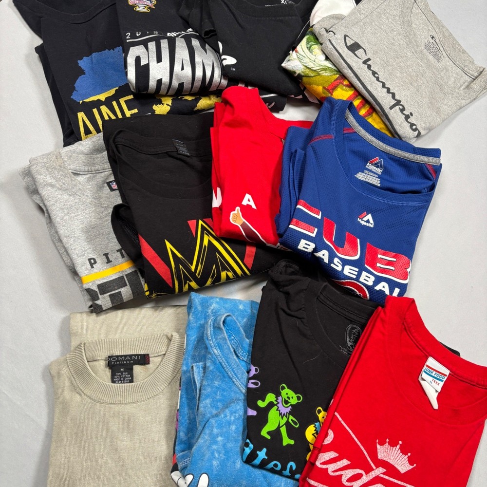 Men’s Graphic T Shirt Lot 13 Pc Mixed Brands Sports Beer Music Size M L XL