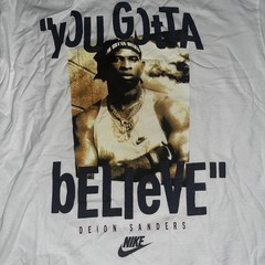 Nike Mens Medium TALL Deion Sanders You Gotta Believe White Graphic Shirt NEW