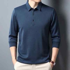 Men’s Long Sleeve Polo Shirt Business Casual Anti-Wrinkle Top Summer Spring