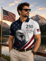 USA 250 Years of America Golf Polo Men Eagle 1776-2026 American Flag S-5XL