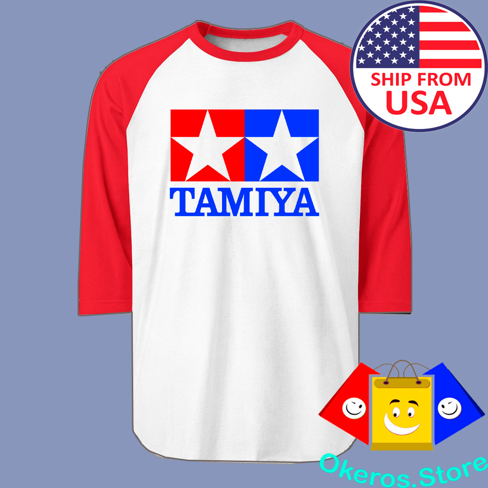 Tamiya Men’s Raglan White Red Size S to 2XL