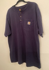 Carhartt Original Fit Navy Henley Pocket T-Shirt Men’s L Cotton Knit Solid