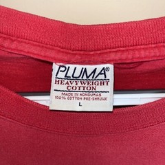Pluma Mens Large T-Shirt Heavyweight Cotton Red Tee Made in USA Vintage 90s