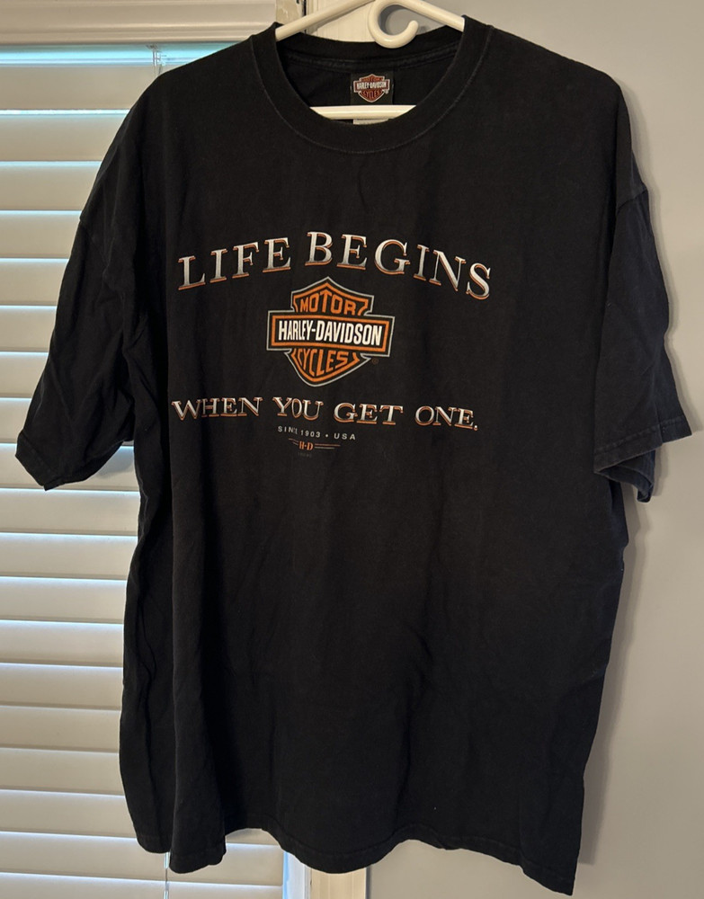 Harley Davidson Shirt Mens 2XL Black SS Motorcycle Made In USA, Birmingham, AL