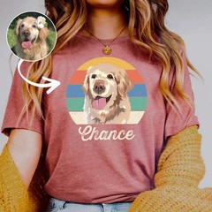 Custom Pet Portrait Retro Vintage Comfort Tee Personalized Dog Cat Shirt