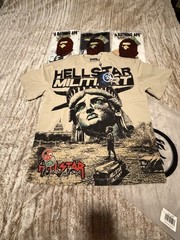 Hellstar Beige Graphic Print Crew Neck Short Sleeve Tee Men’s L