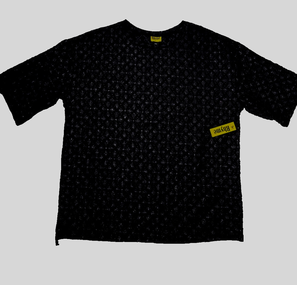 RHYME Sz M Crew Neck Texture All-Over Pattern Men’s Black T-shirt