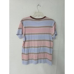Original Use T-Shirt Mens Small Blue Pink Brown Geometric Stripe Crew Neck Tee