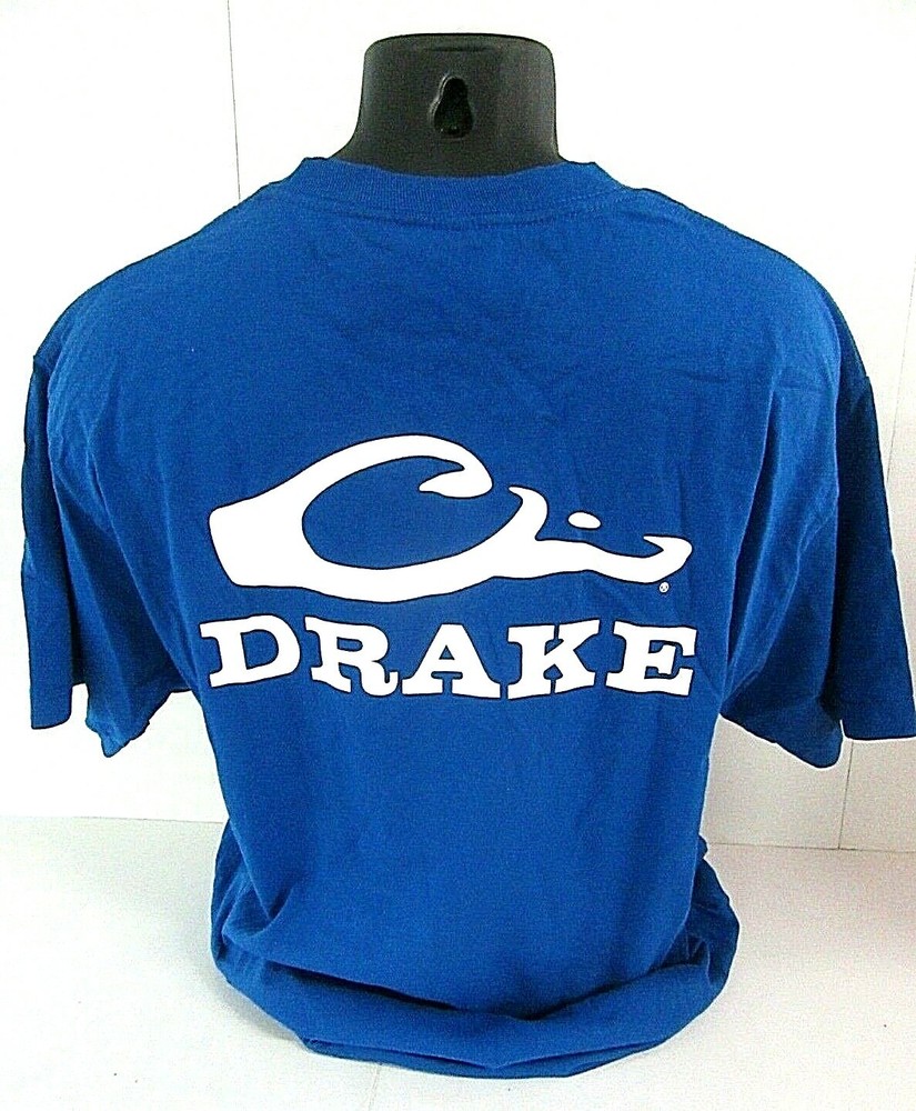 MSRP 19.99 NEW DRAKE WATERFOWL DUCK HEAD LOGO T-SHIRT – BLUE – SIZE M