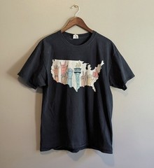 USA Melting Pot T-Shirt Mens Large Black Graphic Culture Blend American Tee