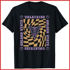 WNBA Golden State Valkyries Retro Wavy Checkerboard Black Cotton T-Shirt S-5XL