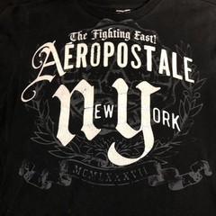 Men’s Black Aeropostale Shirt Size Large L New York Graphic Print Fighting East