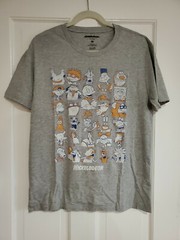 New Nickelodeon Character Faces Mens Medium Soft Grey Tee Spongebob Ren Stimpy
