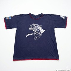 Extra Large Africa Safari VTG Animal Map T Shirt Double Ringer Souvenir Navy