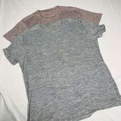 7 Diamonds Core Crew Men 2 Pack Micro Stripe Performance T-Shirt Grey Pink Large