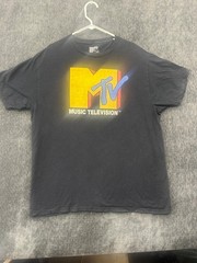 Vintage MTV Music Television T Shirt Mens Large Black Graphic Print Logo Cotton