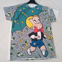 RICHIE RICH LET IT RAIN $ Front Print Adult Men’s Tee Shirt Sz XL Cartoon