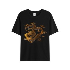 Fashion Trend Dragon Hot Diamonds Rhinestones Black Summer Luxury Men T-Shirt
