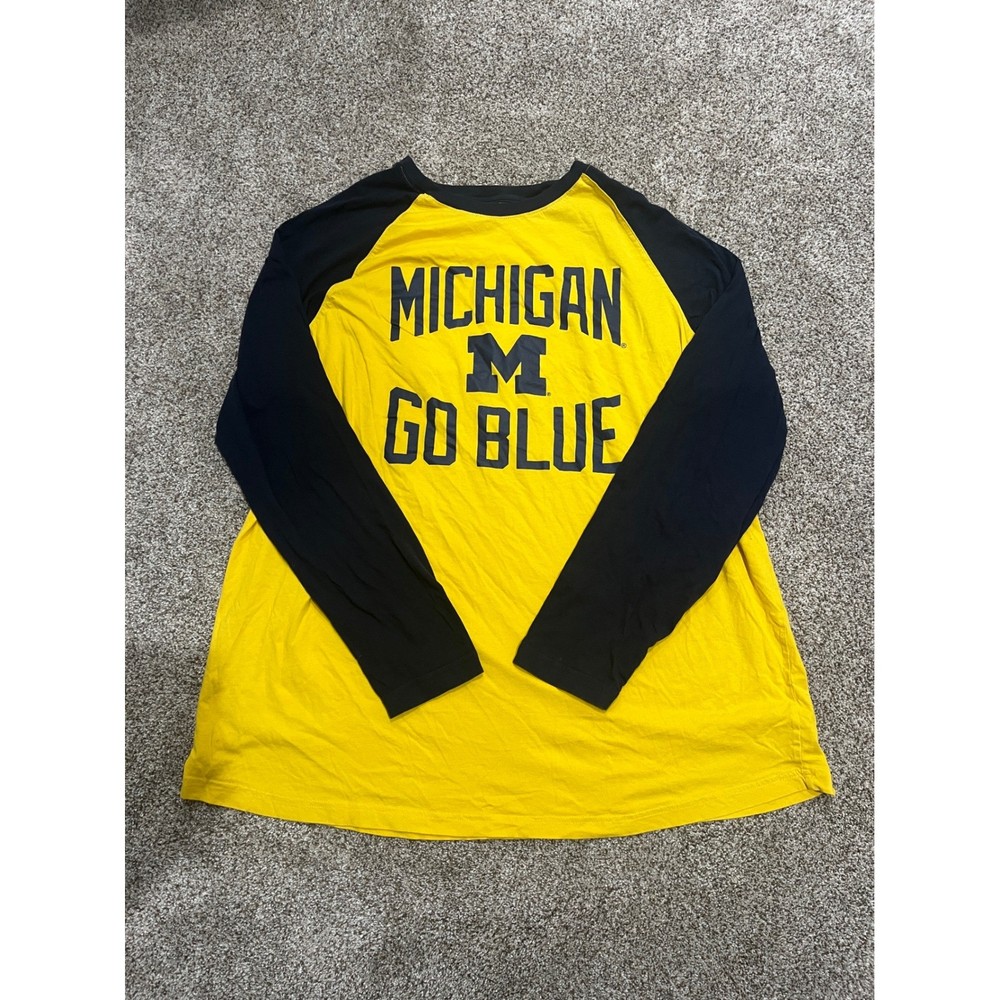 Colosseum Michigan Wolverines Go Blue Raglan Long Sleeve Shirt Mens 3X