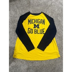 Colosseum Michigan Wolverines Go Blue Raglan Long Sleeve Shirt Mens 3X