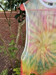 ASOS Unisex Rainbow SwirlTie Dye Mesh Longline FestivalTank Size Small