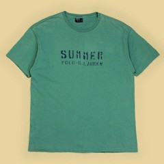 VTG 90s Polo Ralph Lauren Summer Stenciled Graphic Green T-Shirt M USA Florida