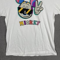 Disney Mickey Mouse Shirt Mens Large White Peace Sign Sunglasses Graphic Neff