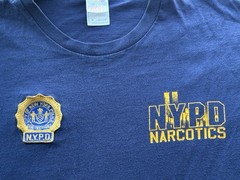 Authentic Vintage NYPD Narcotics T-Shirt XL Embroidered Patches Rare