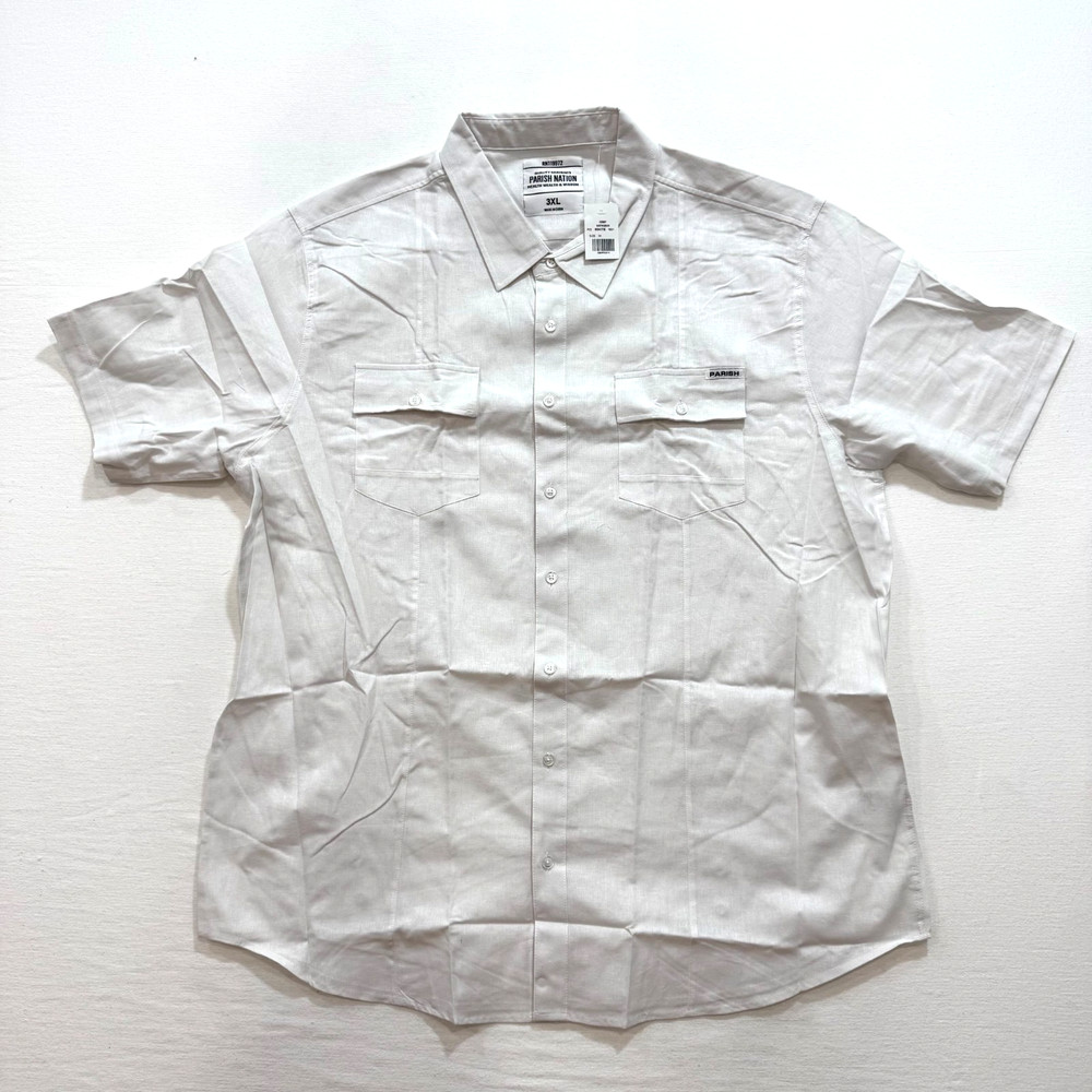 Paris Nation Men’s Button Down Shirt White Color Solid Linen Blend 3XL 4XL