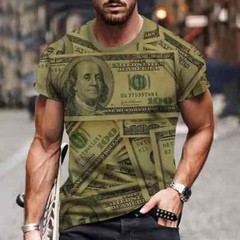 Men`s Dollar T Shirt Short Sleeves Bill Dollar Money Clothing Tops Funny Tshirts