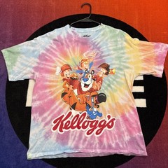 Men’s XL Kelloggs Cereal Screen Printed Tie Dye Vintage Graphic T Shirt Retro