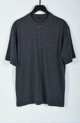 Prada Anthracite T-Shirt Medium Triangle Badge Short Sleeve Cotton