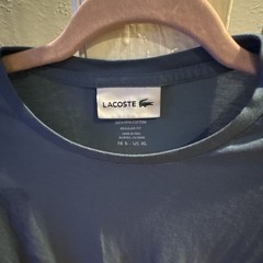 Lacoste Men’s Blue Solid Crocodile Logo Crew Neck Short Sleeve Cotton Jersey XL