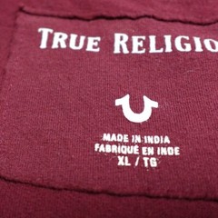 True Religion Shirt Men’s XL Red Metallic Horseshoe Print Short Sleeve Pullover!