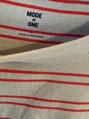 Mode of One Mens Long Sleeve Relaxed Fit Stripe TShirt in Cinnamon Brûlée size S