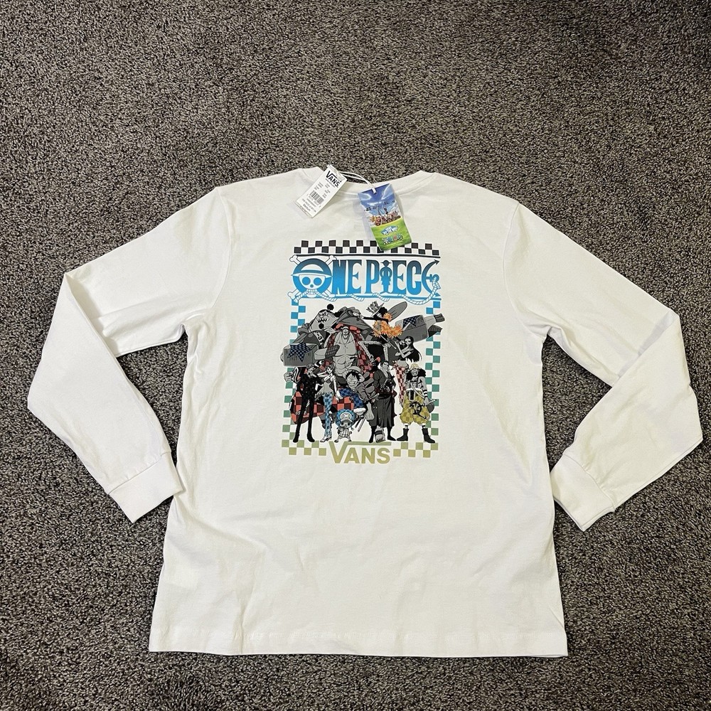 VANS x One Piece Straw Hat Pirates Character Letter Print Long Sleeve T-Shirt M