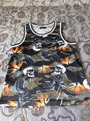 No Boundaries Skull Tank Top – Mesh Sleevless Skulls & Leaves Medium Y2k