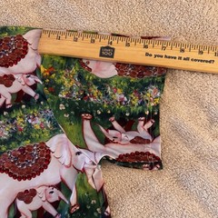 Tommy Vann Short Sleeve T-Shirt Pink Elephants/Green Floral Indian Art To Wear L