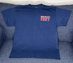 FDNY RESCUE CO 1 Gildan T-Shirt 50/50 Dryblend Custom Embroidery Size LARGE NEW