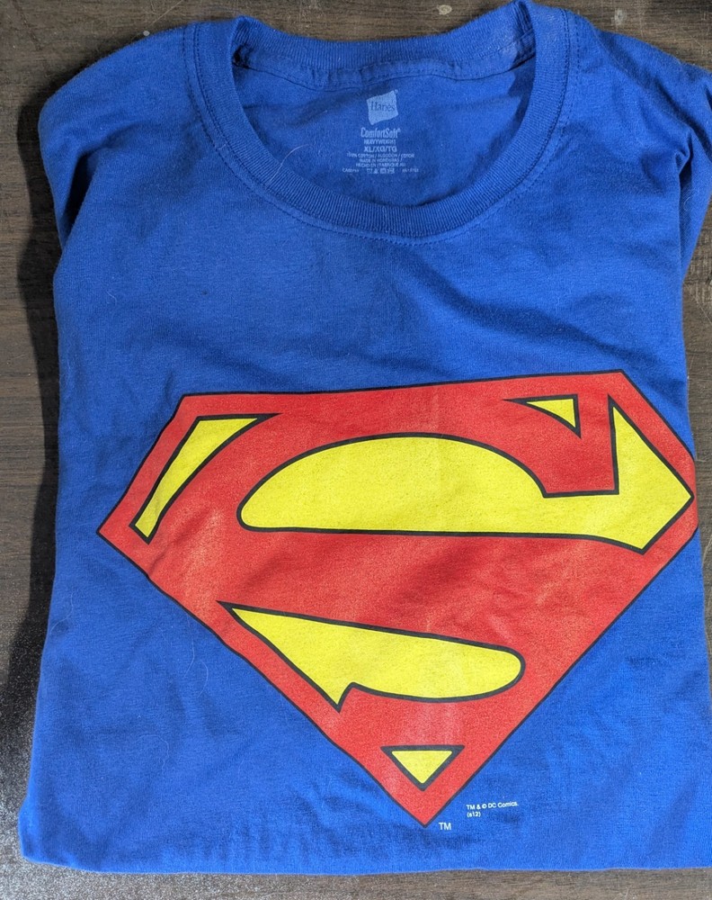 Superman Hanes T-Shirt XL Heavyweight Comfortsoft New DC Comics